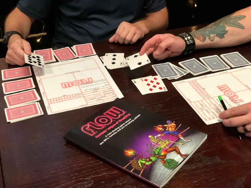 A pro wrestling RPG, Fantasy League of Wrestling in action.